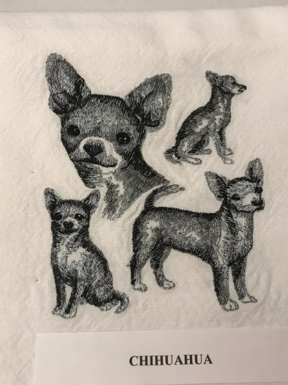 Chihuahua Machine Embroidered Dish Towel